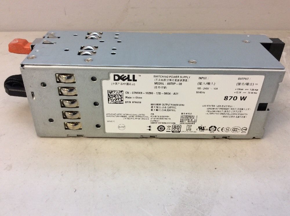 Dell PowerEdge T610 R710 Redundant Power Supply 870W 7NVX8 07NVX - Click Image to Close