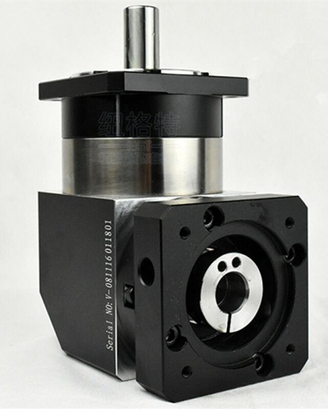right angle planetary gearbox 15:1 to 100:1 for 400w AC servo motor shaft 14mm