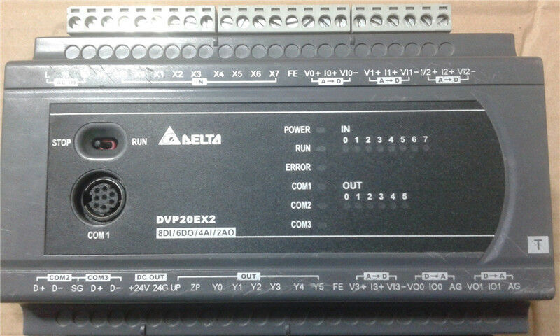 DVP20EX200T Delta EX2 Series Analog PLC DI8/AI4 DO6 Transistor/AO2 new in box