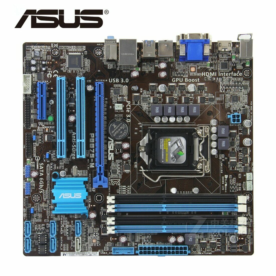 ASUS Intel B75 Motherboard P8B75-M Socket LGA 1155 DDR3 USB 3.0 HDMI DVI-D ATX