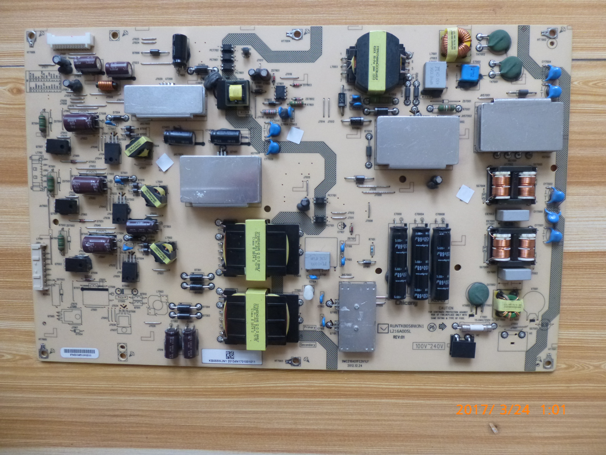 SHARP RUNTKB058WJQZ L216A001L Power Supply For LCD-70LX640A
